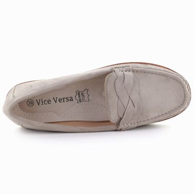 4. Women's taupe suede moccasin shoes Vice Versa 834280