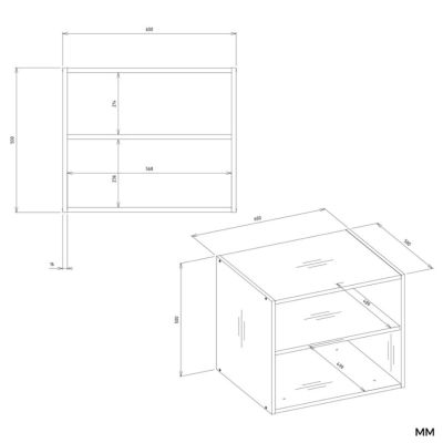 8. 60 OPENO WHITE Top Unit – Shelf for Modular Wardrobe, 60 cm, for Bedroom