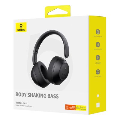 7. Baseus Bass 30 Max Wireless On-Ear Bluetooth 5.3 Headphones - Black
