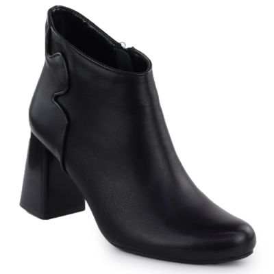 8. Elegant black leather ankle boots with a block heel, Jezzi OLI21-2