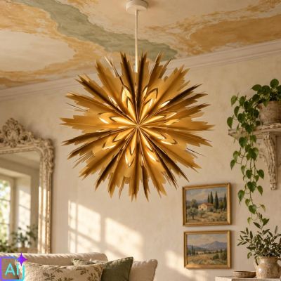 7. Hanging Paper Snowflake Decoration Ø 50 cm MICA – Brown