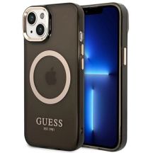 Guess GUHMP14SHTCMK iPhone 14 6.1" black/black hard case Gold Outline Translucent MagSafe