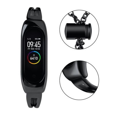 7. Metal bracelet for Xiaomi Mi Band 3 / 4 / 5 / 6 band strap - black