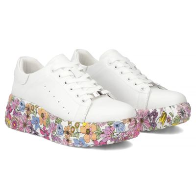5. Leather platform sneakers with white floral print Filippo DP7507
