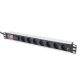 7. Digitus PDU 19" Rackmount Power Strip, 7x Schuko sockets, 2.0m, 1x Unischuko plug, 16A, on/off, surge protection, aluminum profile