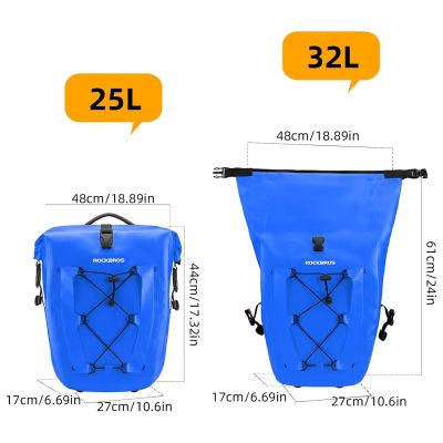 2. Rockbros 30140022004 Waterproof Bicycle Bag 25-32L - Blue