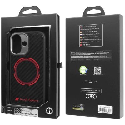 10. Audi RSQ Carbon Fiber Sport Red Circle MagSafe Case for iPhone 17 - Black