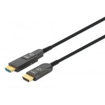 MANHATTAN Active High Speed HDMI Fiber Optic Cable with Detachable Connector 4K@60Hz UHD, HDMI Male to Micro HDMI Male (Type D) and Detachable HDMI Male (Type A), 50m, HEC, ARC, Gold-Plated Contacts (355537)