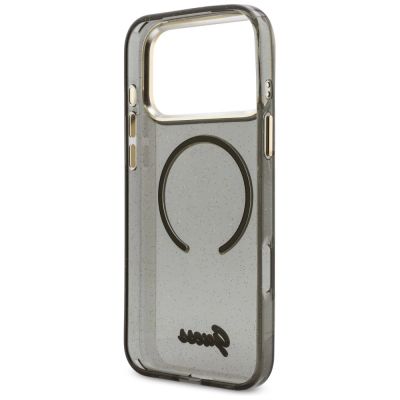 6. Guess IML Glitters Script Strap MagSafe case for iPhone 17 Pro Max - black