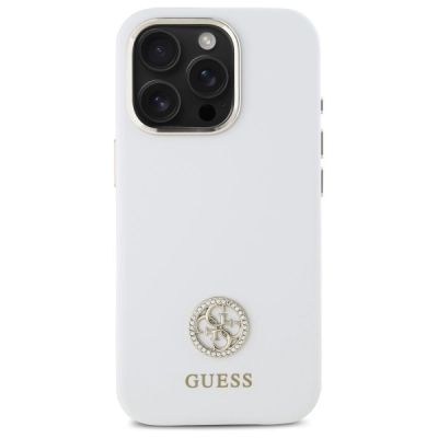 3. Guess Silicone Logo Strass 4G Case for iPhone 16 Pro - White