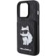 6. Karl Lagerfeld Saffiano Cardslots and Stand Monogram Choupette Case for iPhone 15 Pro - Black