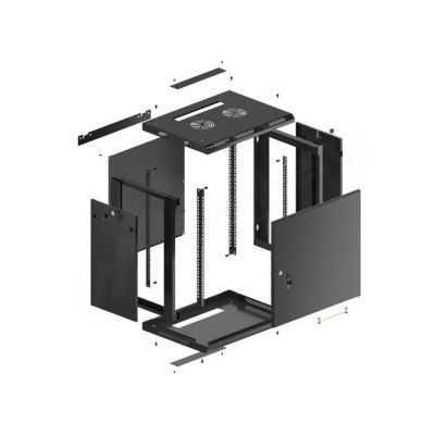6. LANBERG WALL-HUNG RACK CABINET 19" 12U 600X450 METAL DOOR BLACK (FLAT PACK) WF01-6412-00B