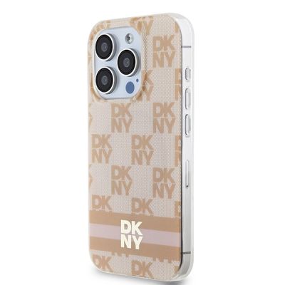 2. DKNY IML Checkered Mono Pattern & Printed Stripes MagSafe case for iPhone 13 Pro Max - pink