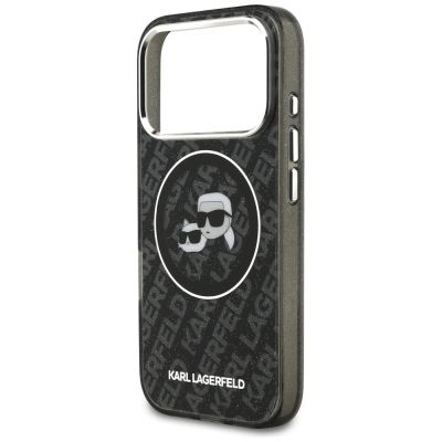 6. Karl Lagerfeld IML Glitter Karl&Choupette Heads Logo MagSafe Case for iPhone 17 Pro - Black