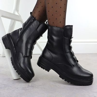 6. Rieker Y3160-00 women's black leather ankle boots