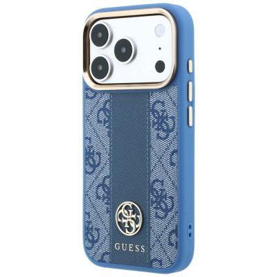 9. Guess 4G with Stripe Round and Classic Logos MagSafe Case for iPhone 17 Pro / 18 Pro - Blue