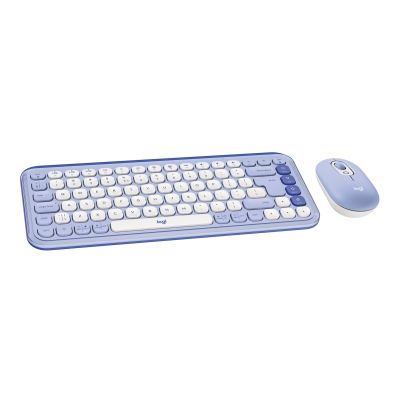 5. Logitech Pop Icon Combo Keyboard Mouse Included Universal Bluetooth QWERTY Turkish Lilac, White