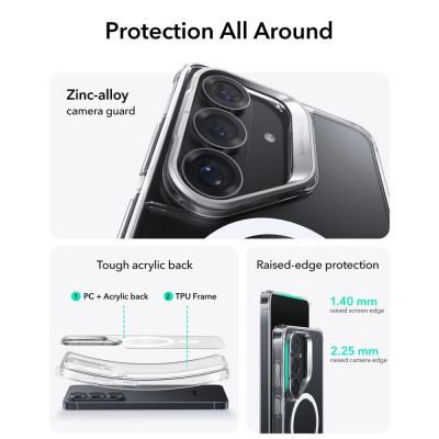 2. ESR Classic Hybrid Kickstand MagSafe Case for Samsung Galaxy S26+ - Transparent