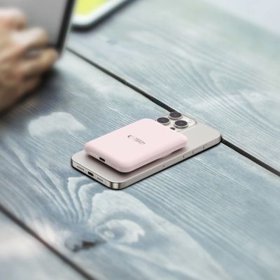 9. Tech-Protect LifeMag PB10 Powerbank with MagSafe 5000mAh 15W USB-C port - pink + USB-C cable