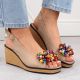 4. Leather wedge sandals with colorful beads Filippo W PAW528 beige