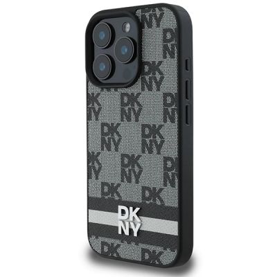 2. DKNY Checkered Pattern & Printed Stripes Case for iPhone 16 Pro Max - Black