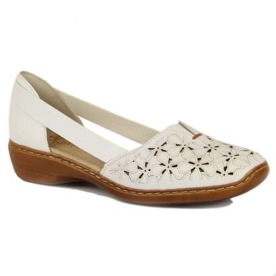 Rieker W RKR442B openwork leather shoes white