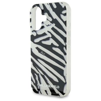 5. Karl Lagerfeld IML Zebra Pattern & Cord iPhone 16 Case - Black
