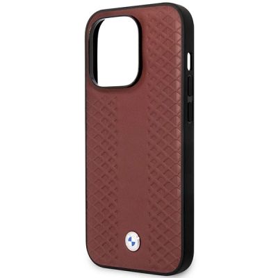 6. Case BMW BMHMP14X22RFGR iPhone 14 Pro Max 6.7" Burgundy/burgundy Leather Diamond Pattern MagSafe