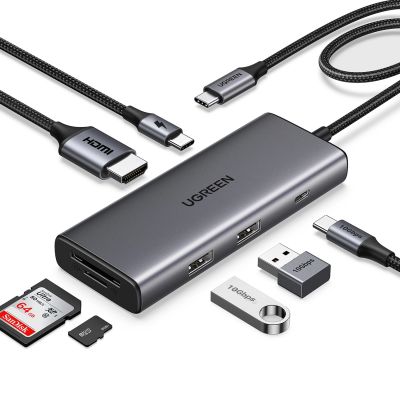 2. Ugreen USB-C 7in1 HDMI Hub USB-C USB-A SD/TF - Gray