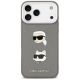 3. Karl Lagerfeld FW Grained Karl & Choupette Heads Pins & Logo iPhone 17 Pro Max Case - Gray