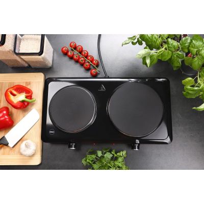 9. ELDOM ELECTRIC TWO-BURNER STOVE PG22 2500W, SMOOTH TEMPERATURE REGULATION, PLATE DIAMETERS 18.5 CM + 15.5 CM