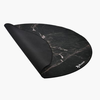 5. Arozzi Zona Round Floor Pad Black, Marble Color Microfiber, Rubber