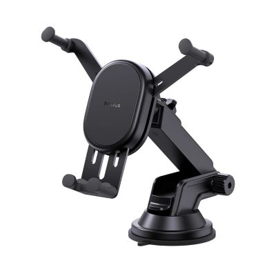 Baseus Stable Car Holder with 15W Inductive Charger, Gravity, and Suction Cup - Black