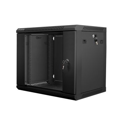 4. Lanberg WF01-6409-10B single-section cabinet (9U; 502mm / 600mm / 450mm; wall-mounted; Glass; 19''; black)
