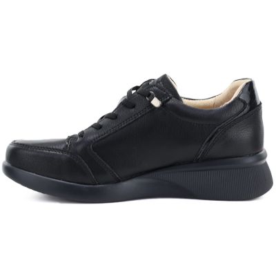 7. Women's leather wedge shoes, comfortable, black, Vinceza 79644