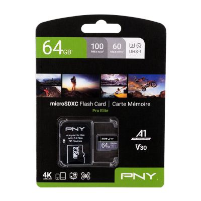 2. PNY PRO Elite microSDXC 64GB Memory Card