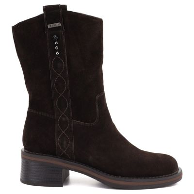 6. Women's leather ankle boots, cowboy boots, suede, chocolate, Big Star UU274607