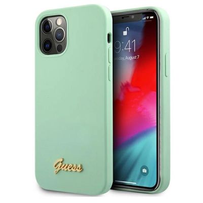 Guess Metal Logo Script Case for iPhone 12 Pro Max 6.7" - Green
