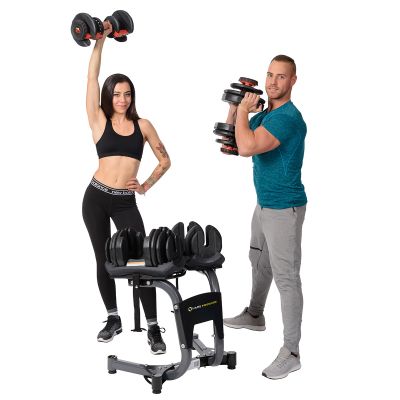 18. SR52 ADJUSTABLE DUMBBELL SET (2 PCS) + STR10 PRO HMS RACK