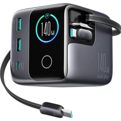 Joyroom Podix Jr-TRD01 GaN Charger 140W 1x USB-C 2x USB-A + Retractable Cables 2x USB-C