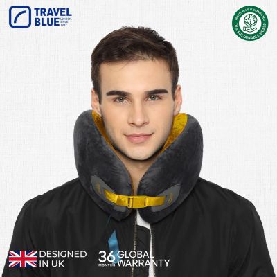 4. TRAVEL BLUE HIGH CLOUD MEMORY FOAM TRAVEL PILLOW