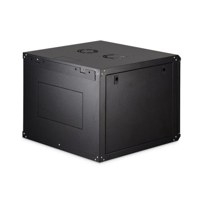 2. DYNAmic 19" 9U rack 600x600 wall-mounted network cabinet, glass door, black, undivided, assembled, 60kg