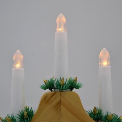 3. WOODEN ADVENT CANDLE HOLDER 7 LIGHTS BATTERY POWERED