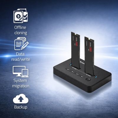 3. Qoltec M.2 NVMe SSD Docking Station | PCIe | USB-C | 20Gb/s | DUAL 2 x 8TB | Offline Cloning