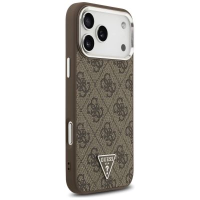 4. Guess 4G Triangle Logo MagSafe Case for iPhone 18 Pro Max / 17 Pro Max - Brown & Silver