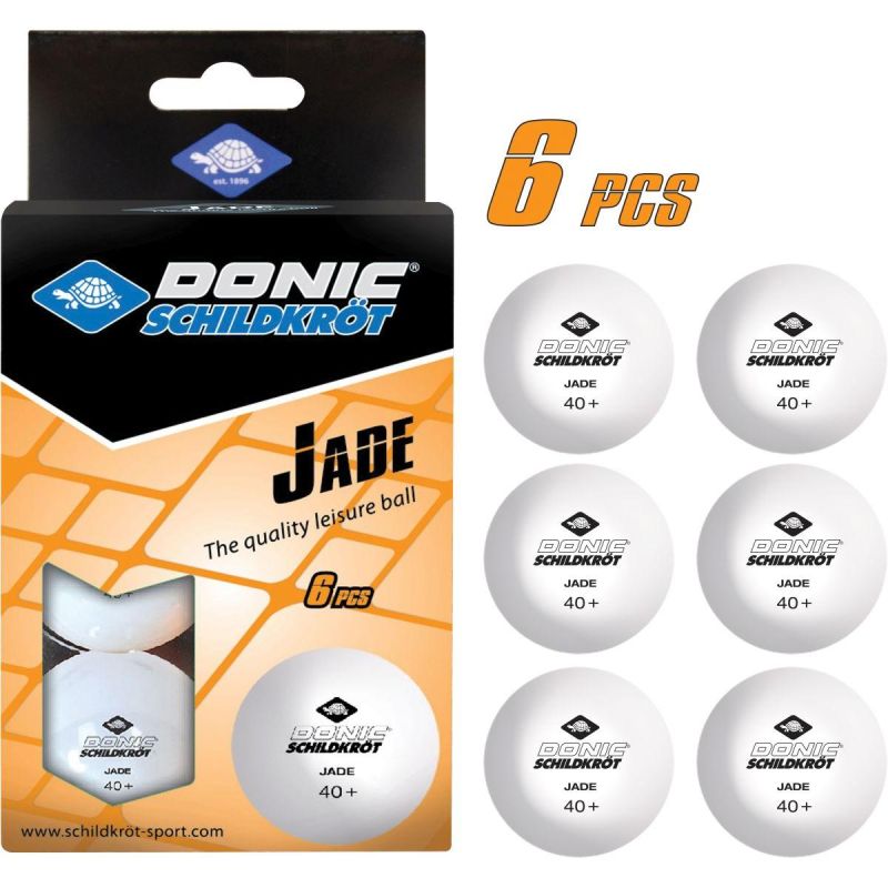 7. JADE POLY TABLE TENNIS BALLS 40 WHITE 6 PIECES POT