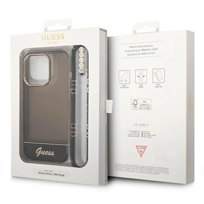 7. Guess Translucent Pearl Strap Case for iPhone 14 Pro - Black