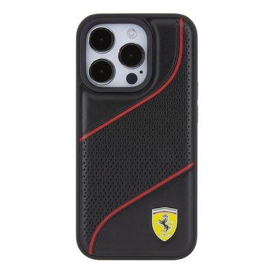 3. Ferrari Perforated Waves Metal Logo case for iPhone 15 Pro - black