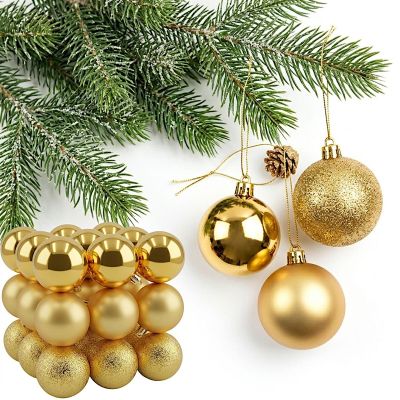 DECORATIVE PLASTIC BAUBLE SAFE 27 PCS diameter 6 cm GOLD MICA