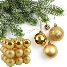 DECORATIVE PLASTIC BAUBLE SAFE 27 PCS diameter 6 cm GOLD MICA